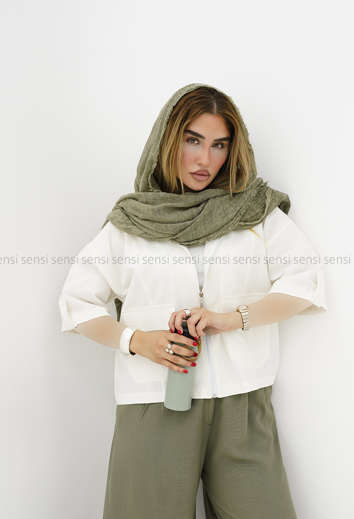 شومیز زنانه لینن جلو زیپ کد1006373